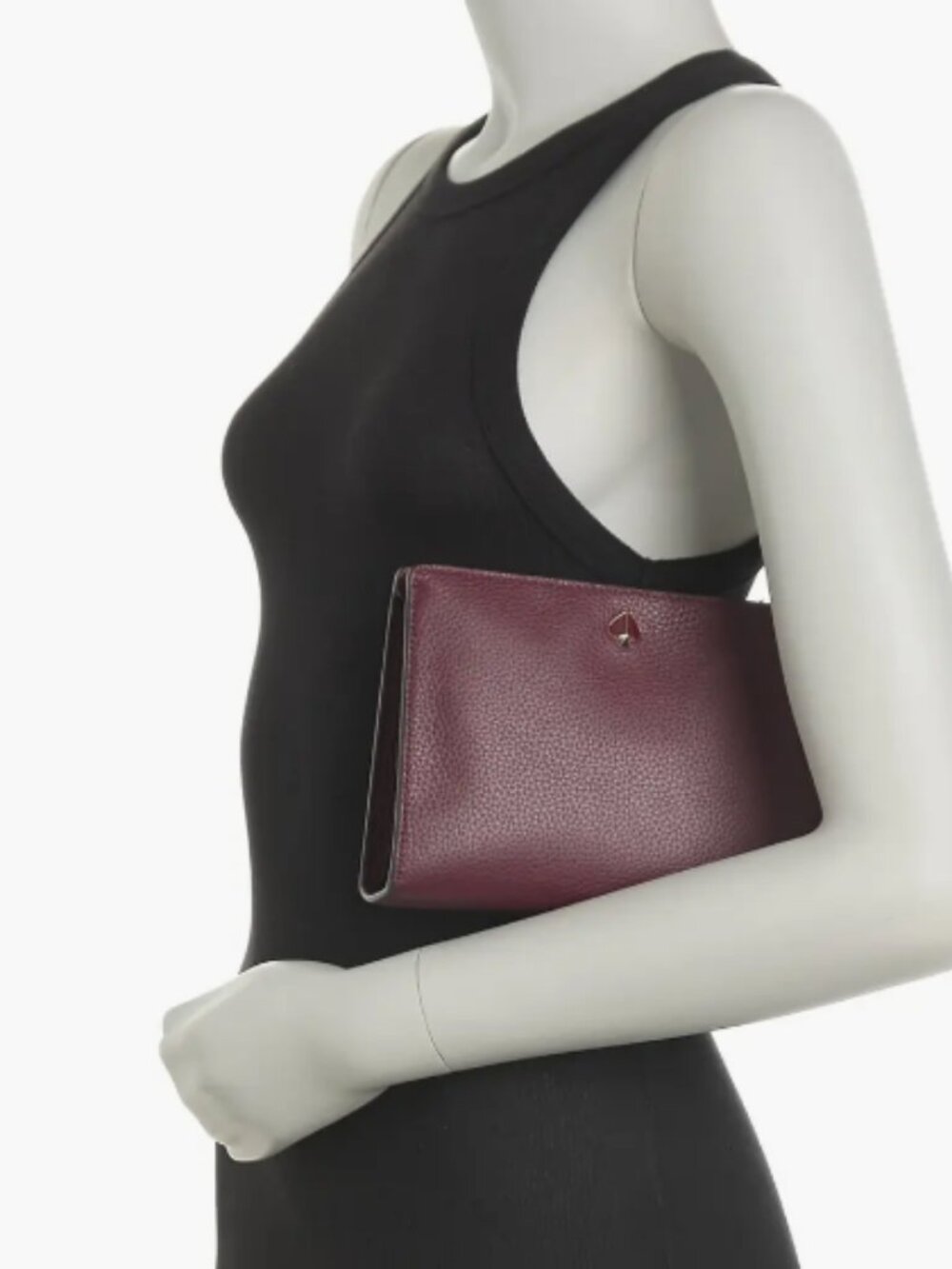 Like New Kate Spade New York Polly Medium Leather Wristlet Merlot Burgundy - Picture 10 of 10